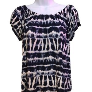 Women's Black and White Tie-Dye Top